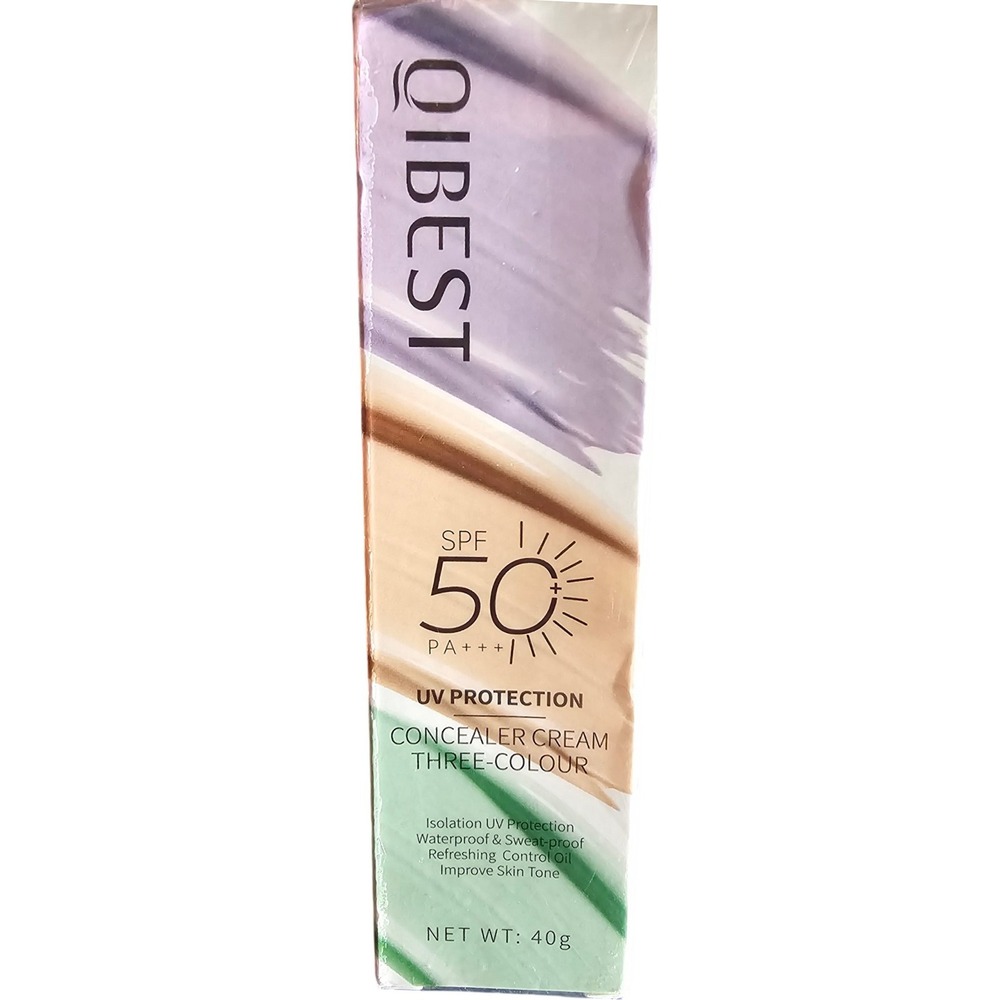 QIBEST Three-Colour Concealer Cream SPF 50 PA+++ UV Protection 40g Sweatproof